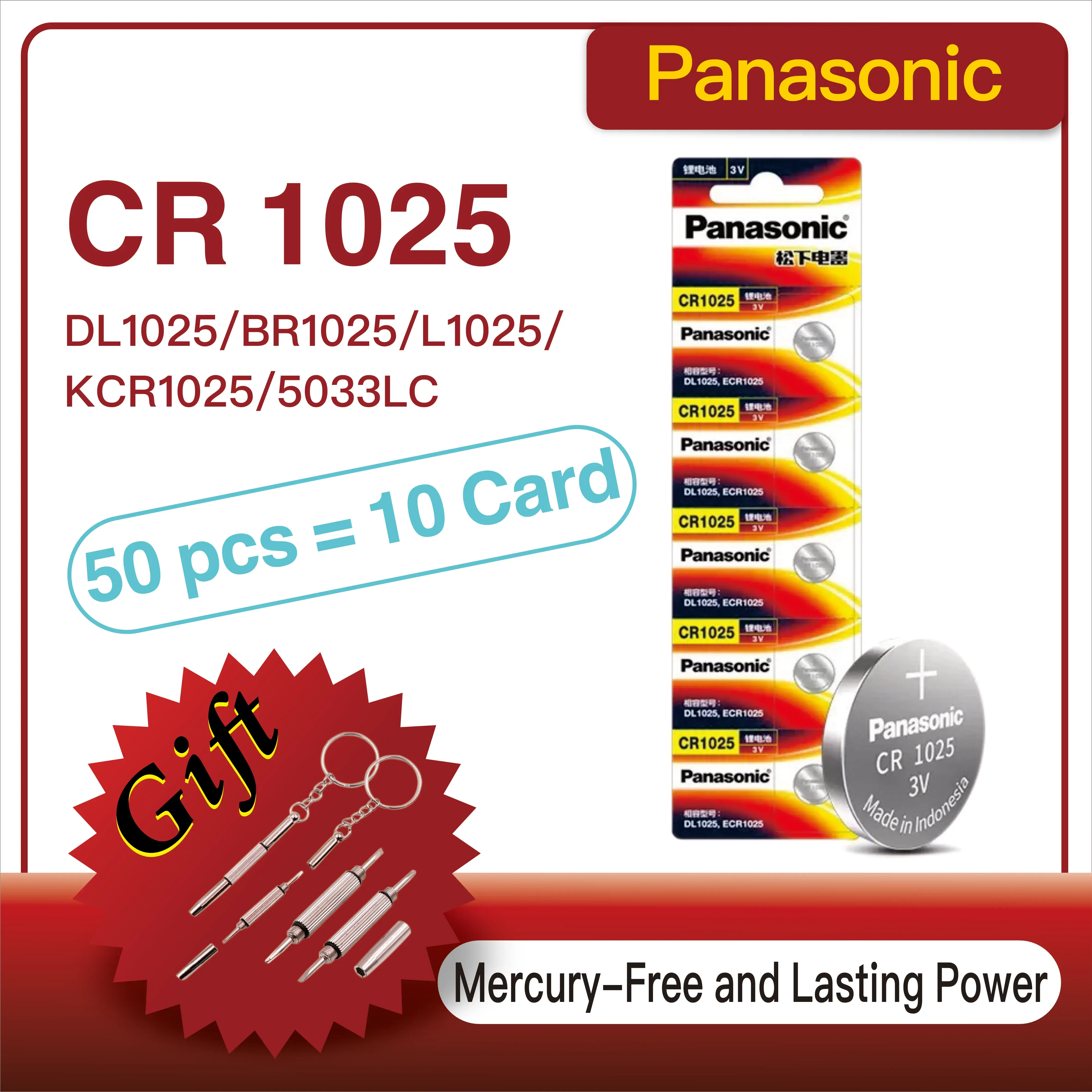 5-50pcs Original PANASONIC CR1025 DL2032 3V Lithium Battery For Watch Calculator Clock Remote Control Toys Button Coins Cell