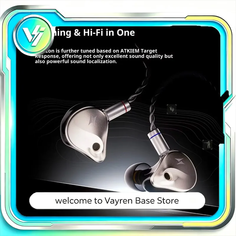 ATK for Horizon Wired In Ear Gaming Headphones Built-in Mic Noise Reduction Sound Localization Earphones for PC E-Sports Setup