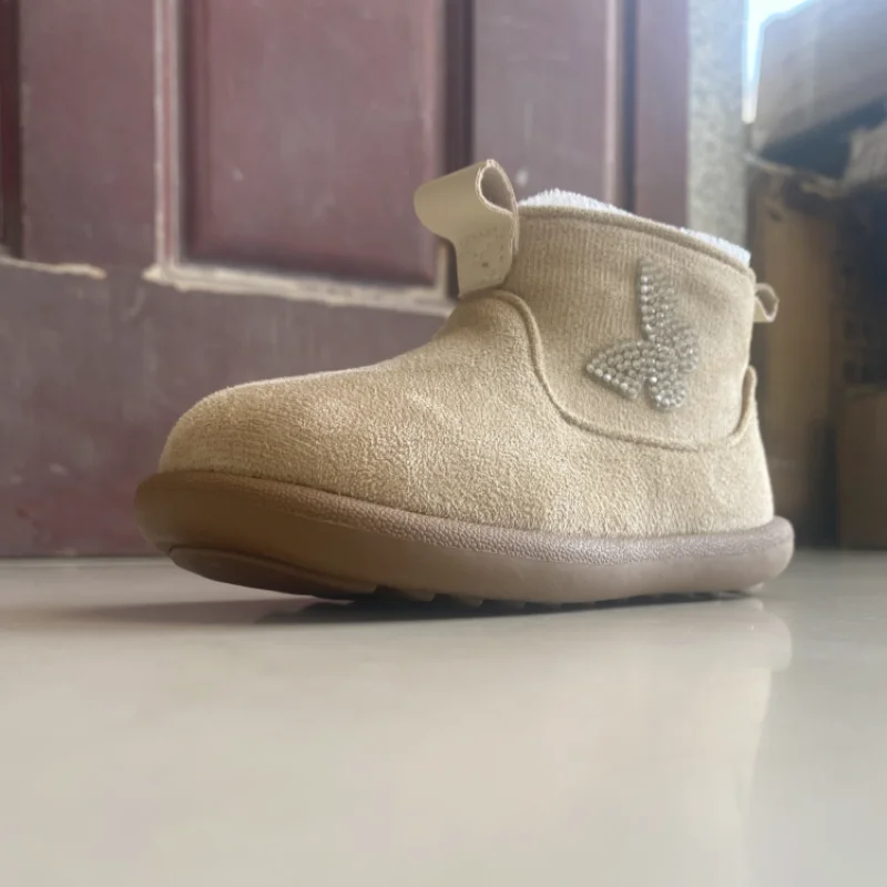 الأطفال الشتاء الخريف الثلوج الأحذية الدافئة حجر الراين القوس لطيف الاطفال الجلد المدبوغ أحذية للفتيات حذاء أنيق المطاط وحيد حجم 1-6 سنوات #3