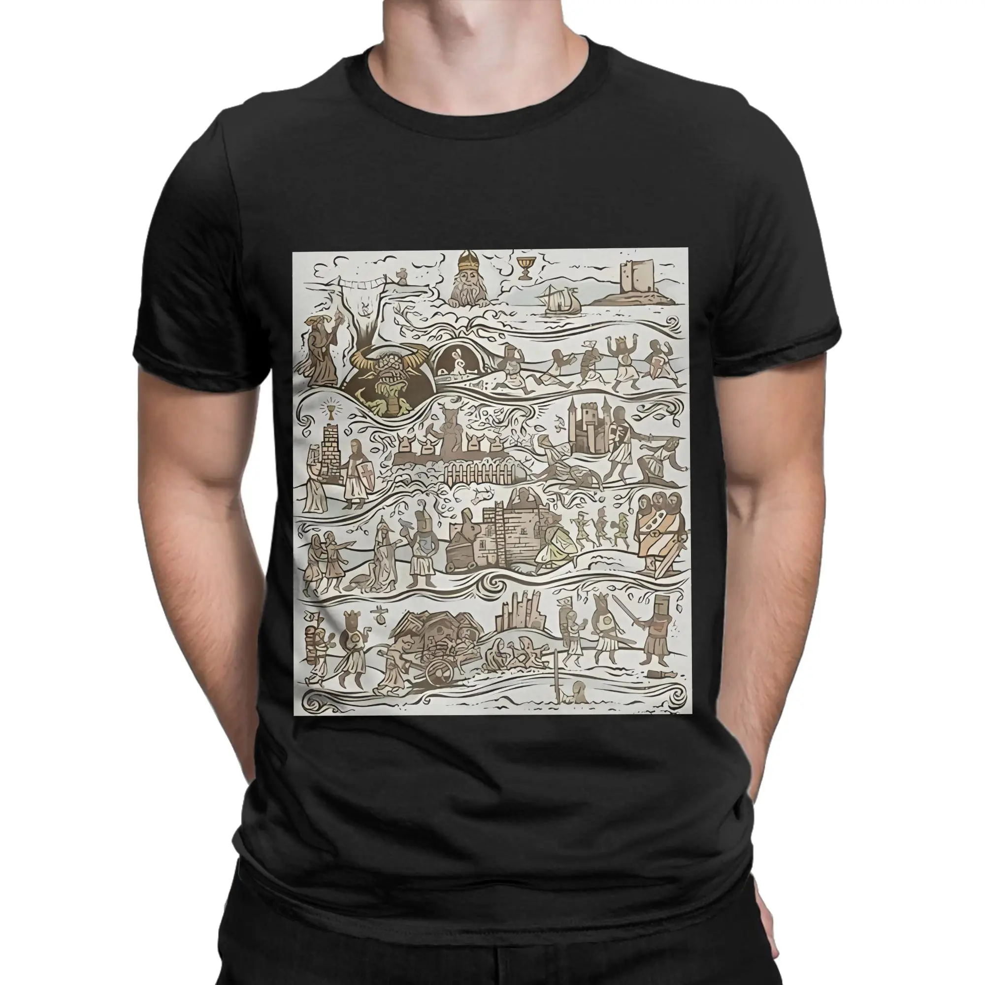 The Caerbannog Tapestry Monty Python and the Holy Grail Novelty 100% Cotton T-Shirt Tops Tees For Men