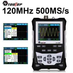 TOOLTOP ET120M oscyloskop cyfrowy profesjonalny 500MS/s 120MHz jeden klucz laboratorium samochodowe naprawa elektryczna przenośna pamięć masowa OSC