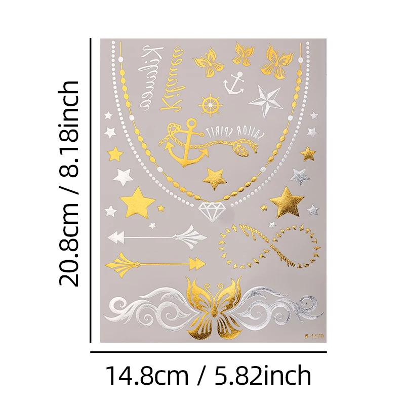 Glitter Bohemian Temporary Tattoo Sticker Golden Silvery Henna Waterproof Tattoo Sticker For Women Body Art Fake Tattoo