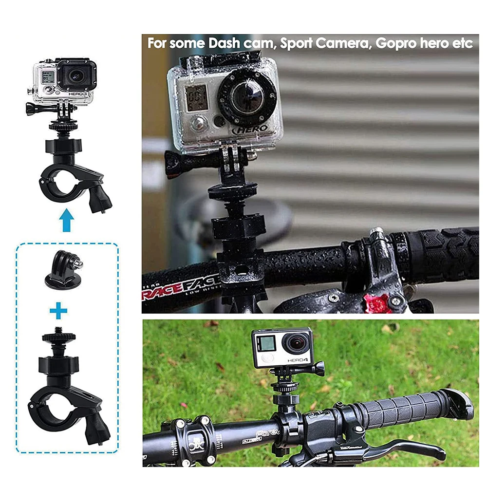 Handlebar Clamp Mount Motorcycle Bike Pole Mount For GoPro Hero 13 12 11 10 9 8 DJI Osmo Action 5 Pro 3 4 Cameras Insta360 X3 X4