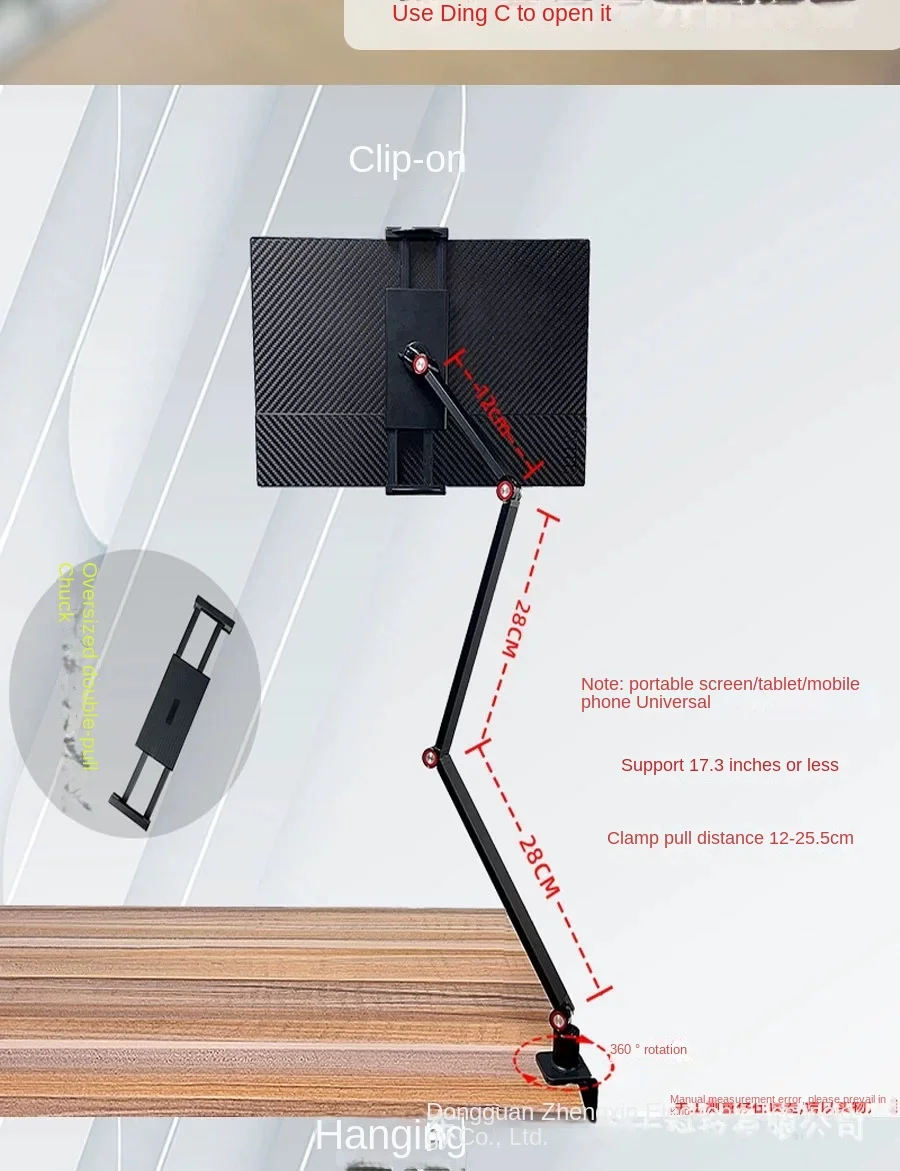 Imagem -06 - Suporte de Sub-tela para Monitor Portátil Cama Plana Mesa Dobrável Preguiçoso sem Soco Suporte de Suspensão Vesa Suporte do Telefone 16