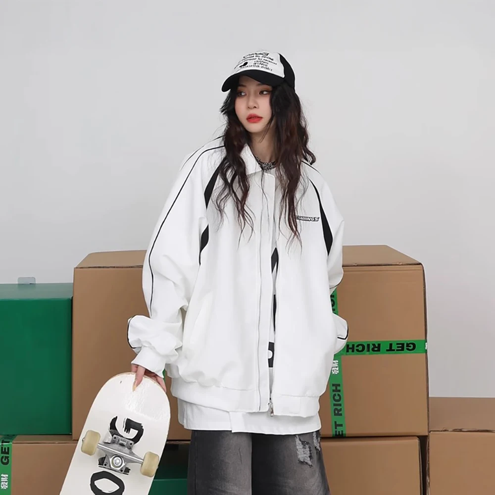 

Street Style Cardigan Color-block Striped Jacket Men's and Women's Trendy High-class Black and White Contrast Color Couple Sweat