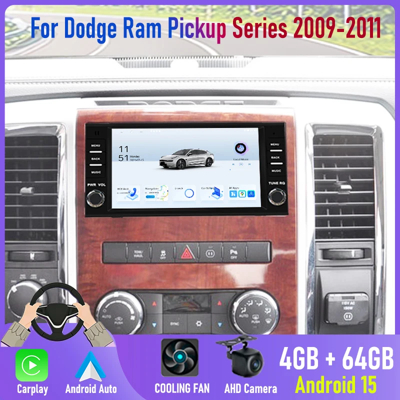 

7'' For Dodge Ram Pickup 2009-2011 2DIN Android 15 Car Radio Head Unit Carplay GPS Nav Bluetooth Rear Cam Stereo Truck Access