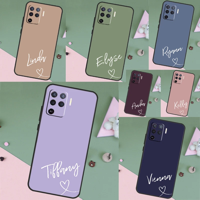 Personalised Pastel Name Case For OPPO A96 A76 A16 A17 A57S A77 A94 A74 A54 A53S A5 A9 A15 A93 A52 A72 A58 A78 A98