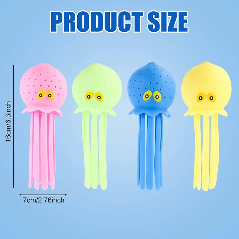 4-kleuren schattige kinderen badknijpspeelgoed stressbal drijvende waterabsorberende octopus zwemmen speelspeelgoed voor vakantiegeschenken