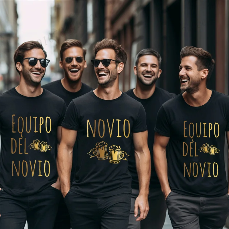 

Spanishevg Team Groom Shirt Best Man Groomsman Tops Single Farewell Bachelor Party T-shirt Graphic Wedding Father's Day Tees