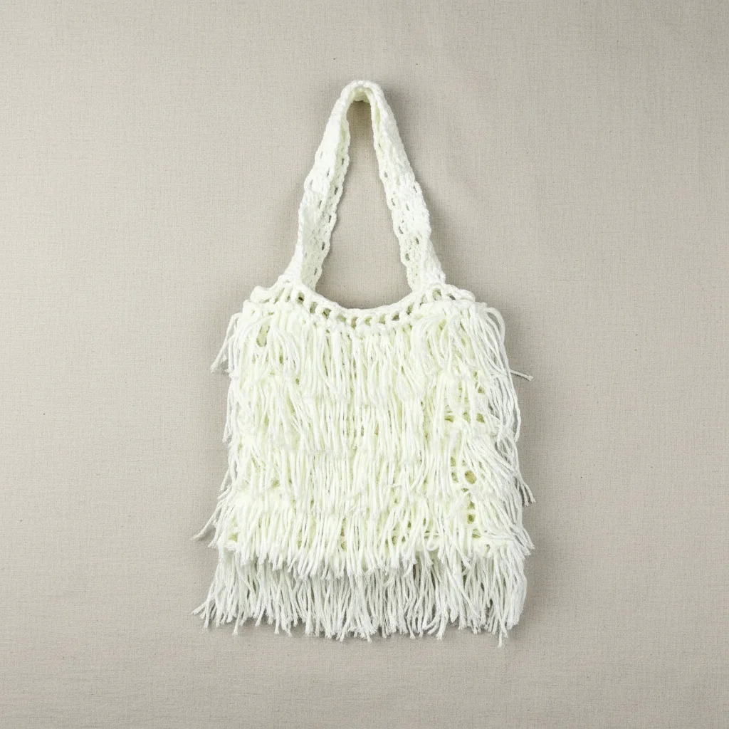 

Women's Ethnic Style Woven Shoulder Bag Solid Color Fringe Design Casual Handbag with Adjustable Strap for Daily Use