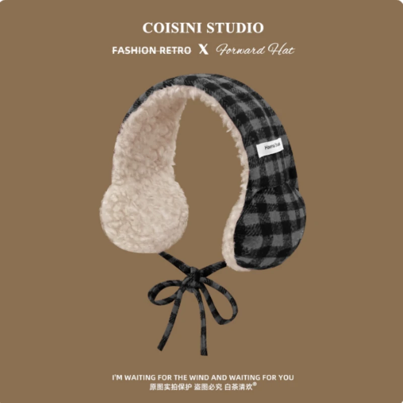 الكورية اللون منقوشة أفخم غطاء للأذنين المرأة الشتاء موضة الفن الأدبي سميكة الدراجات حماية الأذن الدانتيل متابعة عقال