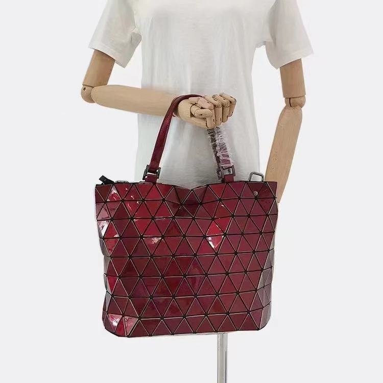 Women Messenger Handbag Laser Geometric Diamond Shape Plaid Sliver Chain Small Shoulder Bags