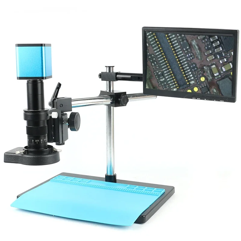 SONY IMX385 HDMI TF Industry Video Microscope Camera Set + 180X 300X C Mount Lens +Stand+ 144 LED Ring Light + 10.1