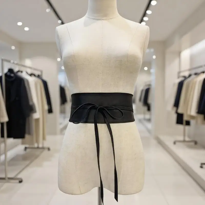 Length 115cm/240cm Bowknot Simple Wrap Luxury Wide Waist Band Leather Belt Corset Waistband Ladies Dress Cummerband