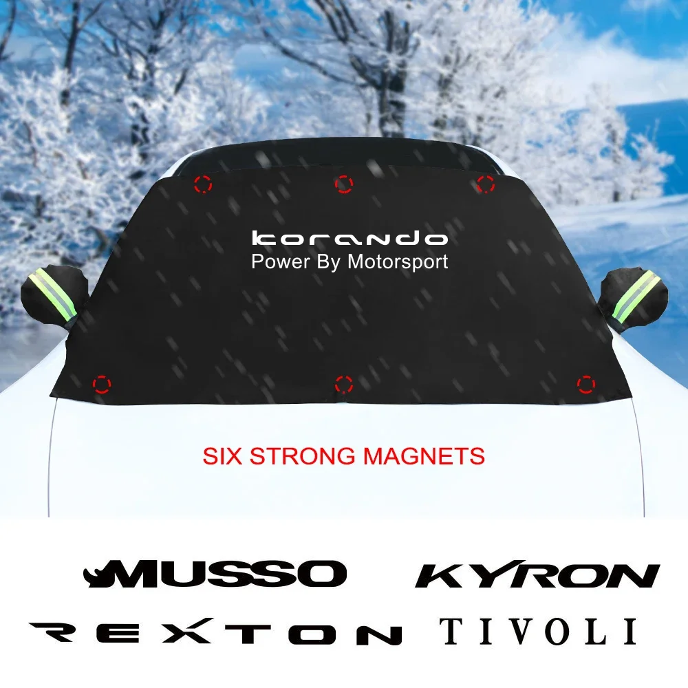 Car Front Windscreen Cover Windshield Snow Sun Shade Cover For Ssangyong Korando Kyron Musso Rexton Tivoli Actyon Accessories