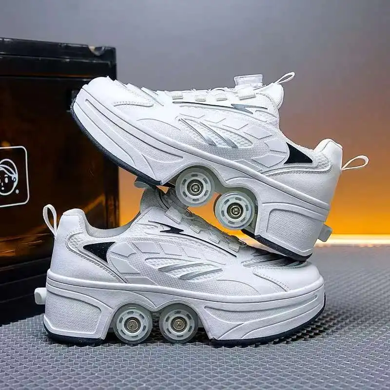 زلاجات دوارة كبيرة جديدة قابلة للسحب بأربع عجلات، مثالية للرياضات الخارجية والأنشطة الترفيهية. هدية عظيمة!