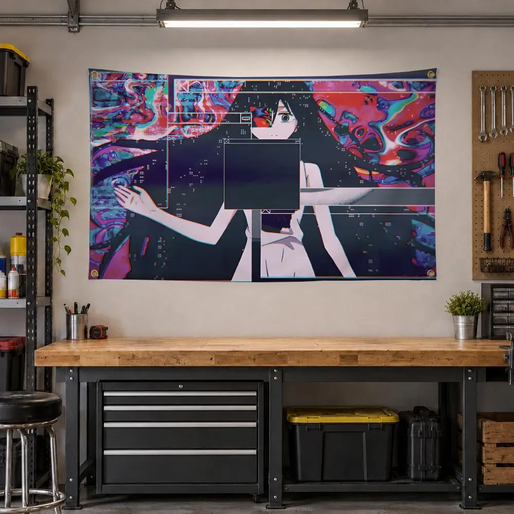 Anime ID INVADED Sci-Fi Flags Personalized Banner Flag Room Dorm Camping Picnic Garage Bar Outdoor Wall Decor