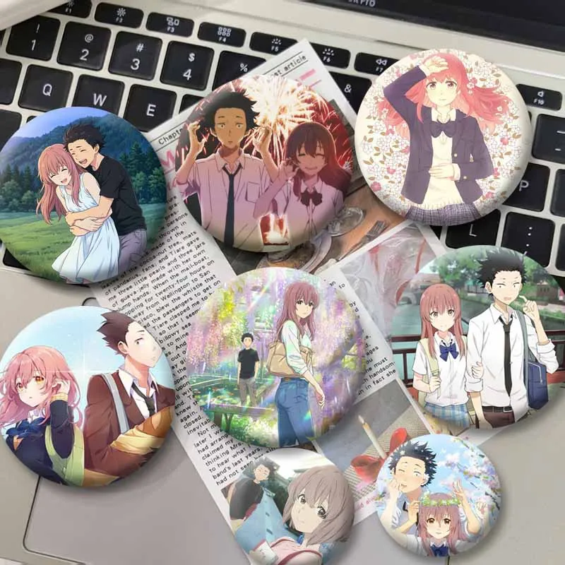 Anime A Silent Voice Shouko Nishimiya Shoya Ishida Enamel Pins Cartoon Round Brooch Clothing Backpack Jewlery Badge Accessories