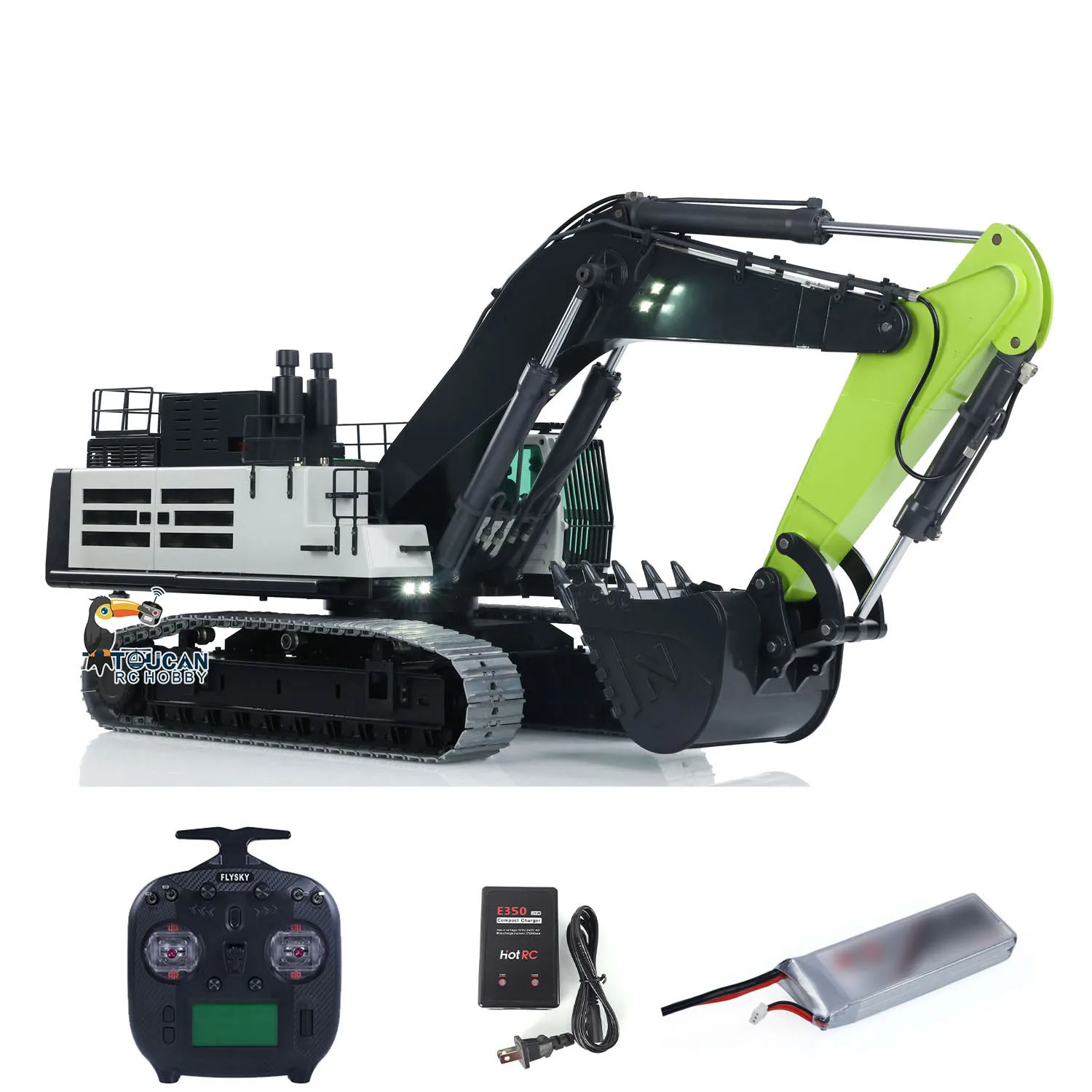 ZE960G 1/12 RC Hydraulic Excavator RTR Heavy Duty Machine Double Pump Radio Control Metal Construction Digger Smoke Light Sound