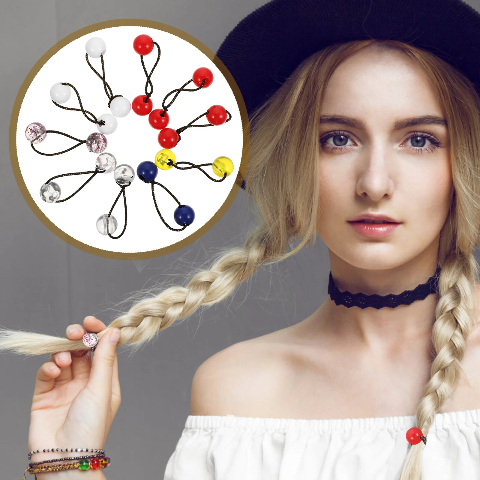 10 Peças de Laços de Cabelo para Meninas, Cordas Elásticas Duplas, Acessórios de Cabelo Fofos para Festas, Aniversários e Presentes