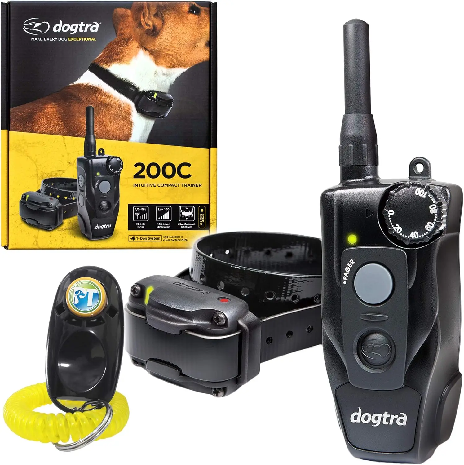 Remote Training E-Collar - 1/2 Mile Range - Static, Vibration, Low-Medium Output, Adjustable Levels