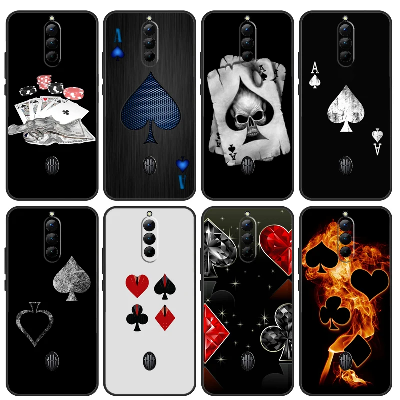 Ace of Spades Poker Case For ZTE Nubia Red Magic 8 Pro Plus 8S Pro RedMagic 6 7 6S 7S Pro 5S 5G 6R Bumper Cover