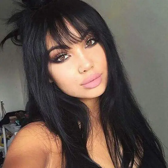 

Long Straight Wigs with Bangs Synthentic Black Hair Wig Women Daily Wear Use Wig