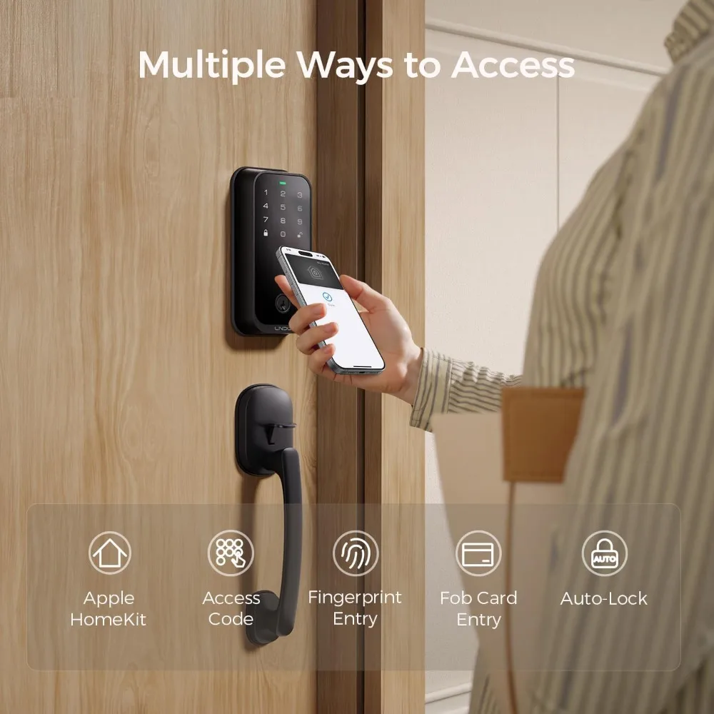 Inteligentny zamek HK01, bezkluczykowy zamek do drzwi z Apple HomeKey, zamek z czytnikiem linii papilarnych, kompatybilny z Apple Homekit, do drzwi wejściowych, łatwy w instalacji.