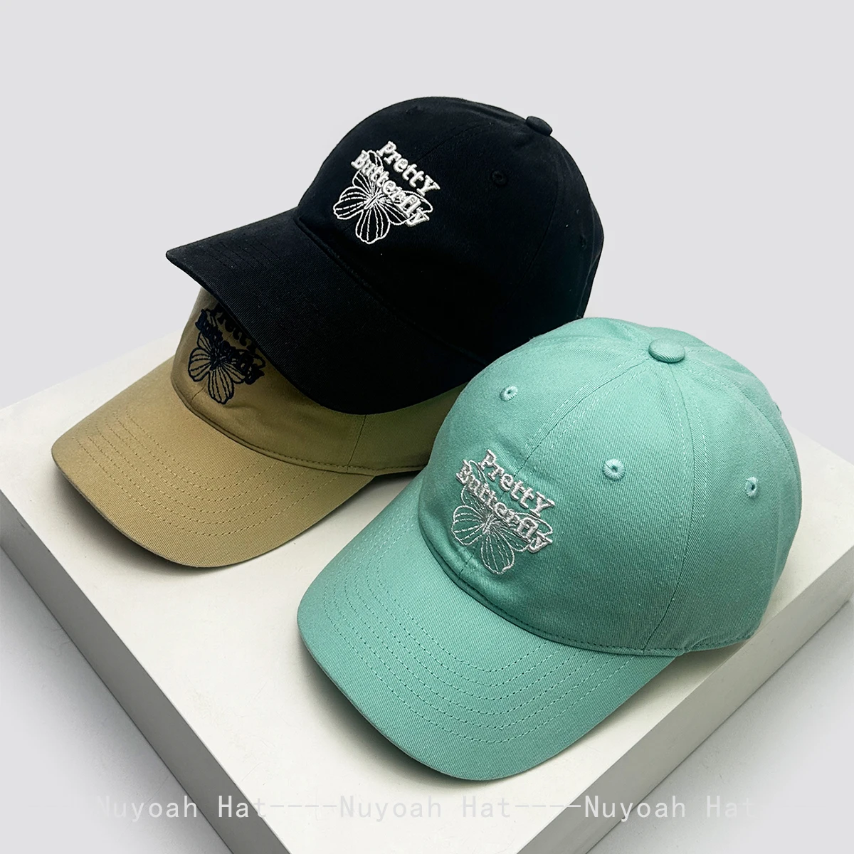 

New Women Korean Butterfly Letters Embroidery Baseball Hats Sunshade Sweet Versatile Outdoor Peaked Caps Fashion Casual Personal
