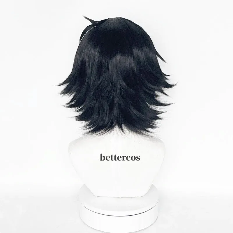 New Ranpo Edogawa Cosplay Wig Short 30cm Natural Black Heat Resistant Hair Anime Cosplay Wigs + Wig Cap MGVHGF7FDGGH2025