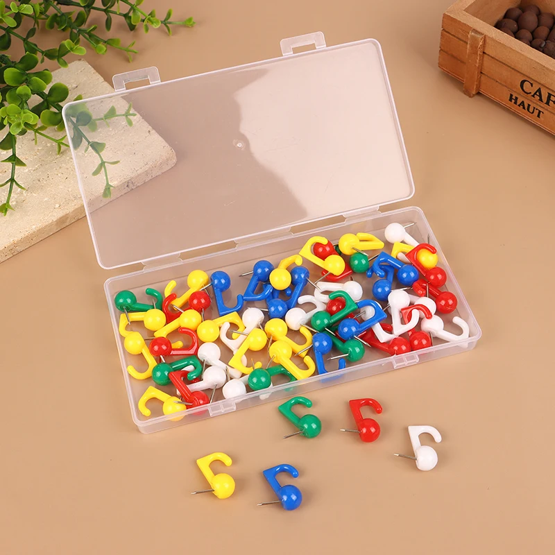 50Pcs Push Pin Hooks Plastic Heads Thumbtack Hooks Decorative Thumb Tacks Hook Back Push Pins Hook For Cork Board Bulletin Board image 5