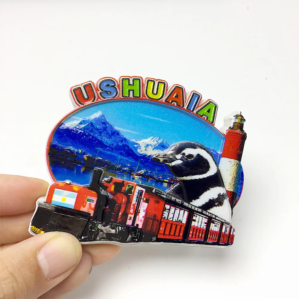 

Resin Ushuaia fridge Magnets - Special train and Penguin Scenic Souvenirs