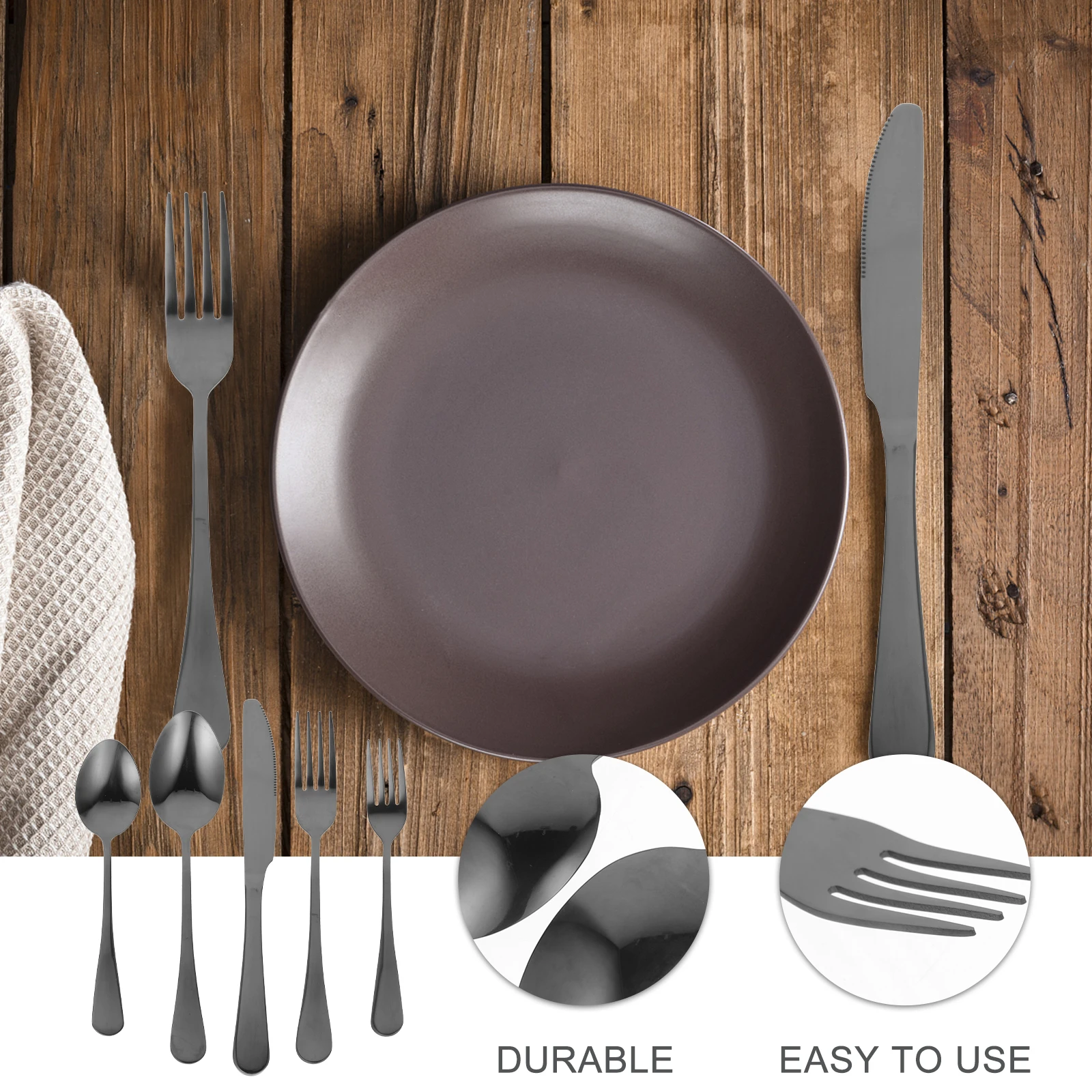 

Stainless Steel Knife Fork Spoon Ergonomic Cutlery Dining Utensils Dinnerware Matte Exquisite Kit Reusable Skin-friendly