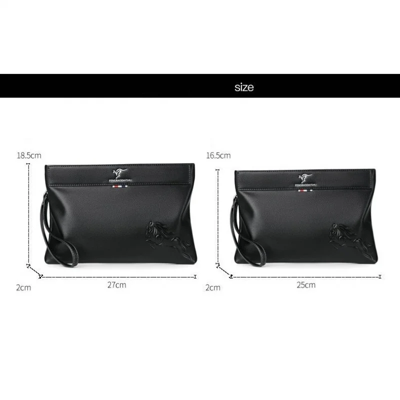 Men's Large Clutch Bag Korean Style Casual Business Zippered Envelope Handbag Trendy Accessory