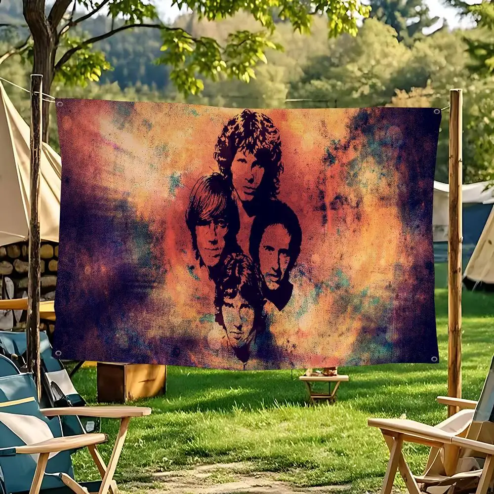 The Doors Singer Small Size Cheerleading Banner Hand Pulled Flag Outdoor Atmosphere Flags