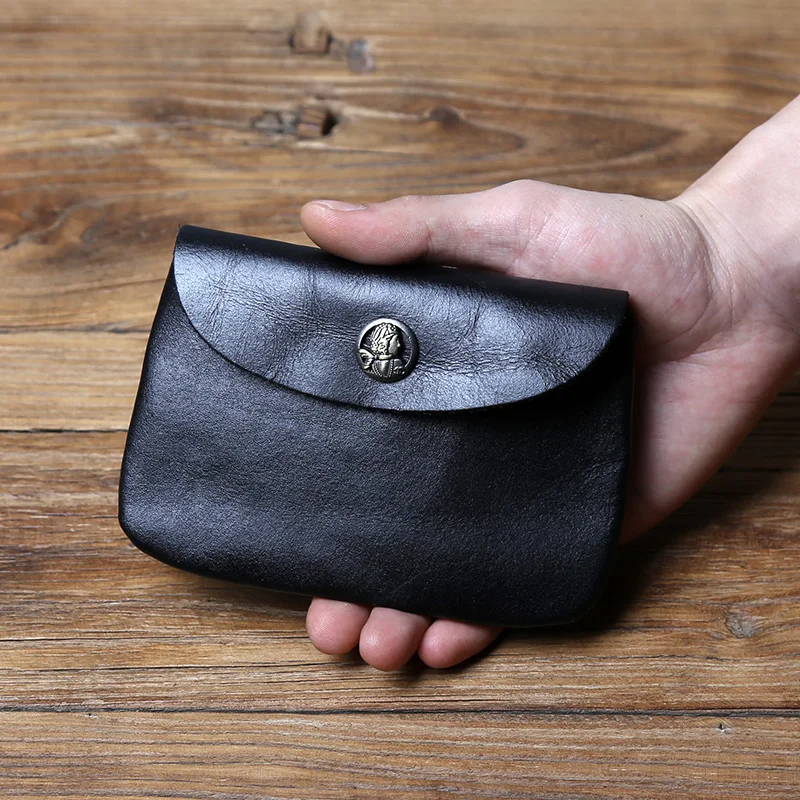 Nzpj Vintage Echt leder Herren Karten tasche Original natürliche Rindsleder Zero Wallet Damen Münz tasche Kreditkarten tasche Schlüssel tasche – Detail 15