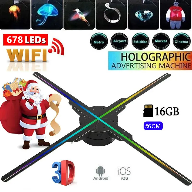 

56 см голый глаз 3D HD вентилятор голографический проектор 678 светодиодный дистанционный рекламный дисплей поддержка изображения видео Gif логотип подключение WIFI