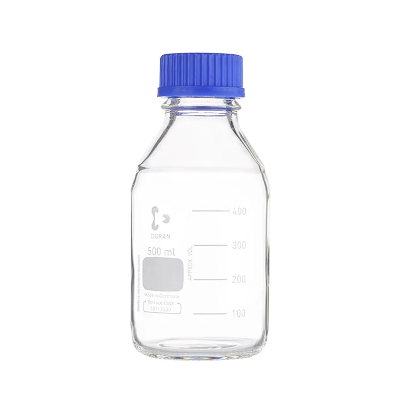 DURAN® Original Laboratory Bottle, clear, with DIN 168-1 thread, graduated, with screw cap and pouring ring