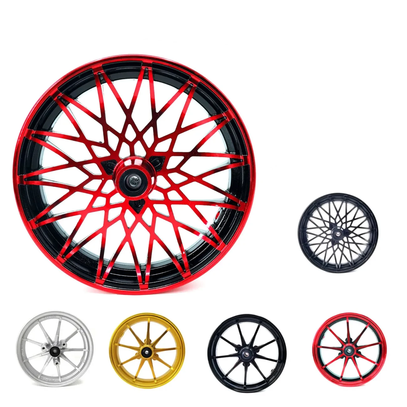 Universal 10*2.15In Plating Aluminum Hub Front Wheel Rims 3 Hole 57mm Pitch For Single Disc Disk Brake