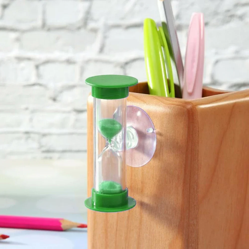 2 Minute Hourglasses Timer With Suction Cup 6*2.5cm Shower Tooth Brushing Sandglass Timer Children Time Toy Home Decor
