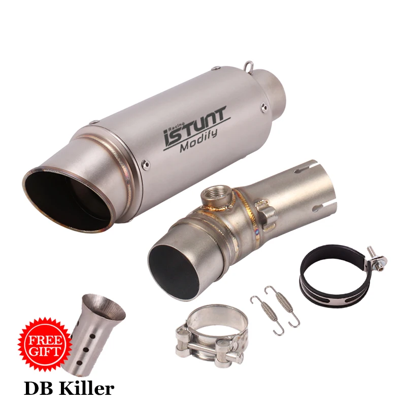 Motorcycle Exhaust GP Escape Motorbike 51mm Mid Link Pipe With Muffler Moto Slip On For Kawasaki ER6N ER6F ER 6N 6F 2012 - 2016