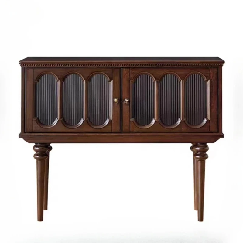 

Боковой шкаф из цельного дерева во французском стиле ретро, шкафчик в американском среднем и древнем стиле, чай, украшение, входной шкаф