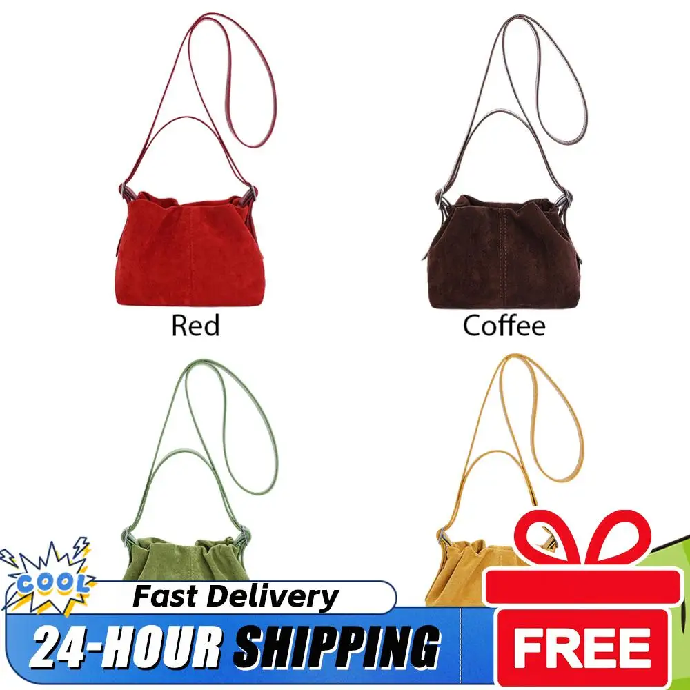 

Women Faux Suede Drawstring Top Handle Bag with Adjustable Strap Shoulder Handbags Tote Handbag for Travel Work