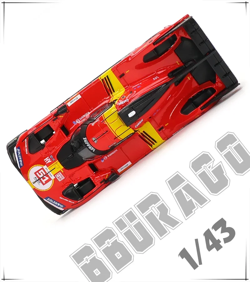 Bburago 1:43 le mans ferrari 499p 2022 488 250 512 liga de luxo veículo diecast puxar para trás carros modelo brinquedo coleção presente
