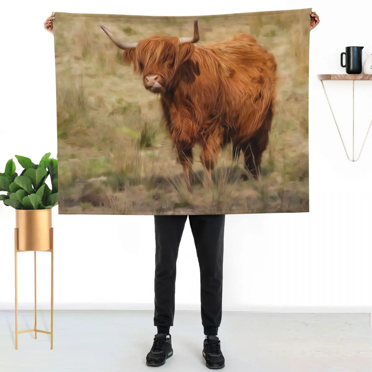 Scottish Highland cow Throw Blanket Stylish Decor Blanket Gift for Friends Roommate