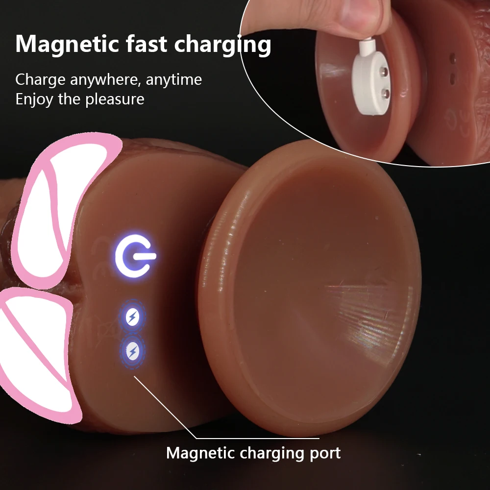 Telescopic Realistic Dildo Female Masturbation with Suction Cup Penis Sexy Toys Heating Dick Remote Control Vibrators for Women