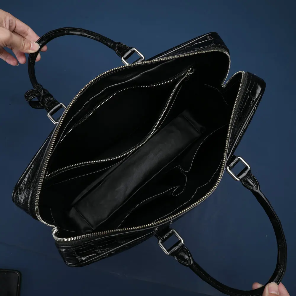 Maletín de cocodrilo siamés, bolso de mano para ordenador de gran capacidad para ocio y negocios, bolsos de mano genuinos para hombre, bolso de cuero genuino para hombre