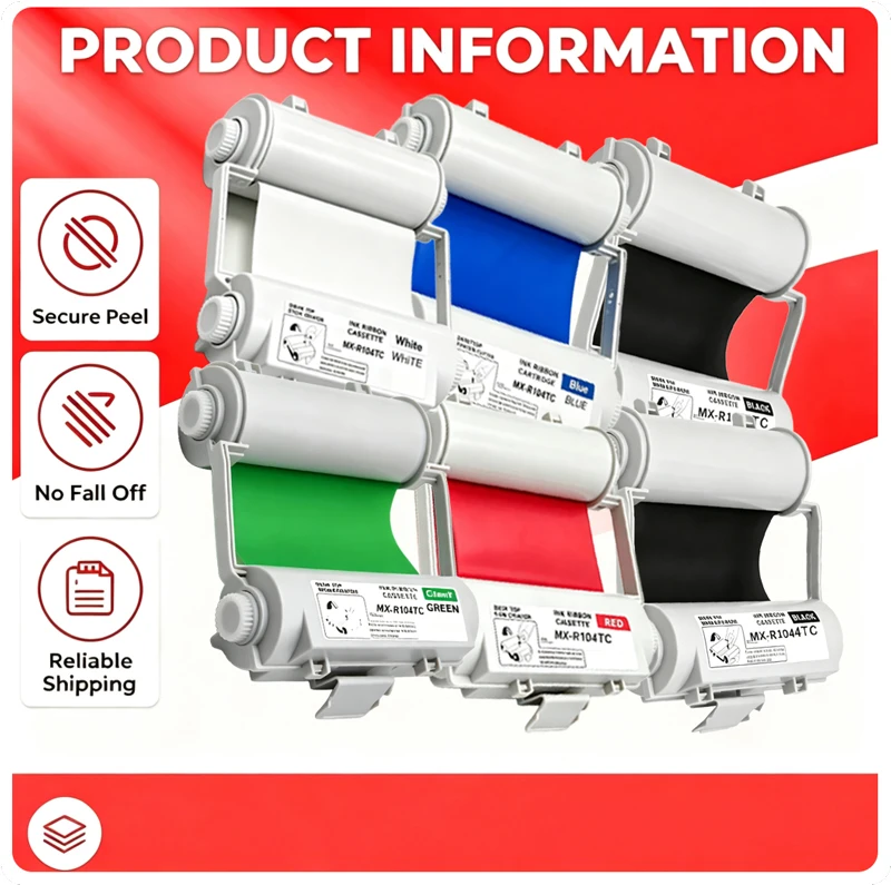 SL-R101T Thermal Transfer Ribbon With Chip 55M Multi‑Color Black Blue Green Red WT Compatible For Max CPM‑100G5C Label Printer