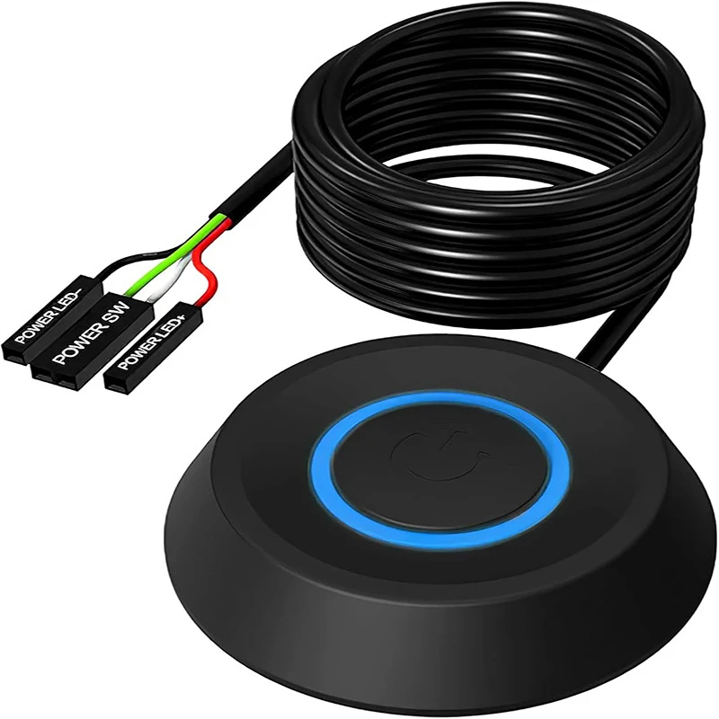 (BBQ4)Computer Desktop Switch 2m Led Lights Pc Motherboard External Boot Power On/Off Button Extension Cable For Home Office