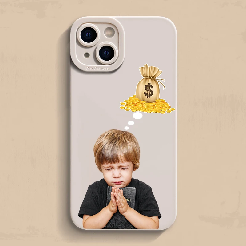 

NEW Fun Praying Wealth Pattern Phone Case For iPhone 16 13 15 11 14 12 Pro Max 16E SE XR XS X 7 8 Plus 13 Soft TPU Matte Cover﻿